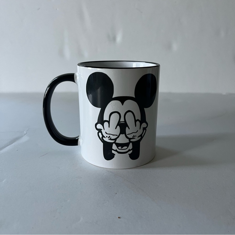 Black and White Mickey Mouse Mug with Playful Design